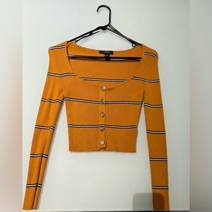 Yellow striped long sleeve forever 21 low bust cami